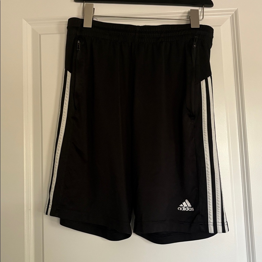Adidas Black Shorts with White Accents